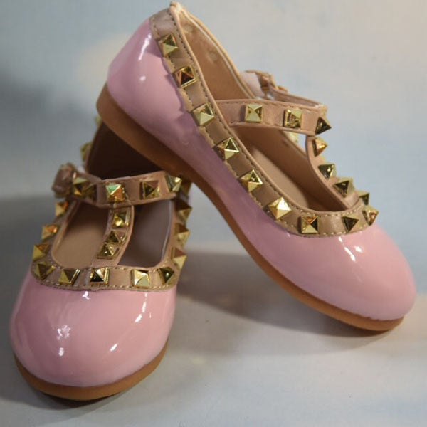 Baby Girl Shoes Pink Stud Dress shoe from toddler shoe to girls shoe size